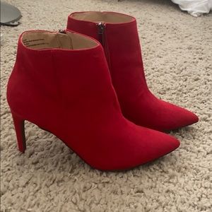 Red Suede Ankle Bootie